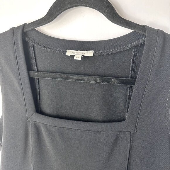 Boston Proper Square Neck Stretchy Sleeveless Short Dress Size S Petite Black - Picture 3 of 9